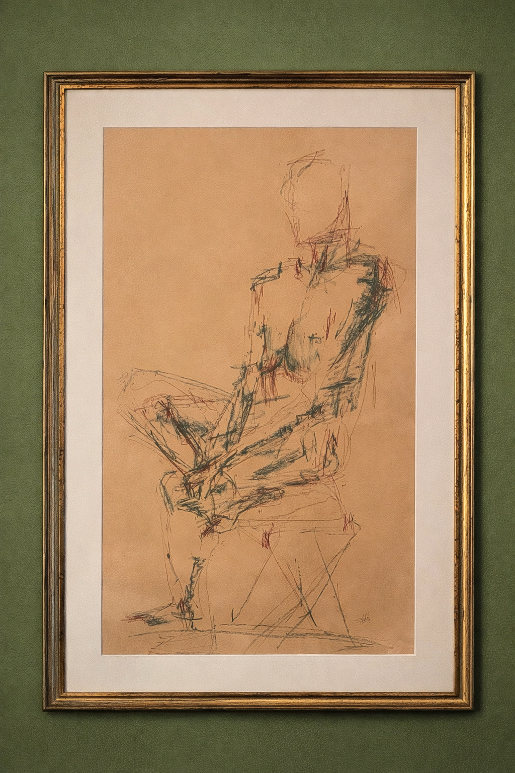 Pastel Signed Seated Nude