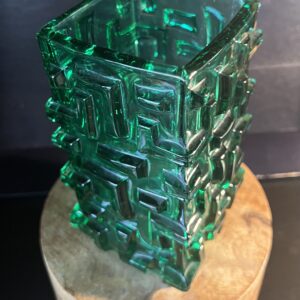 Jiří Brabec ‘Tetris’ Green Glass Vase