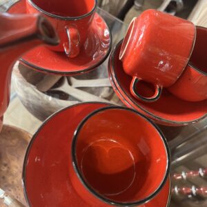 1970s Thomas "Scandic" (Flammfest) Flame Red Coffee/Tea Set