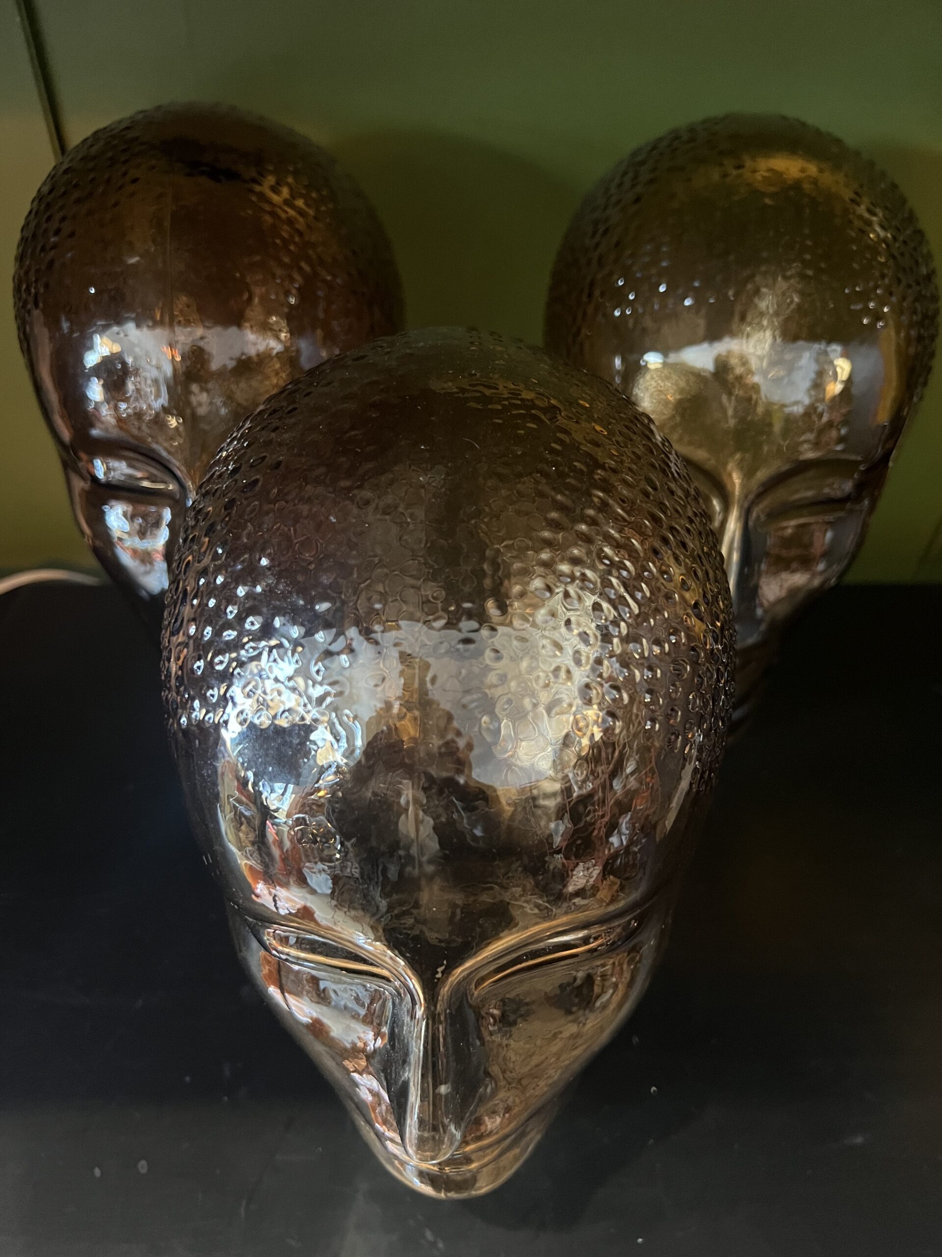 Vintage 1970s Glass Amber Mannequin Heads - Mid-Century Modern - Image 2