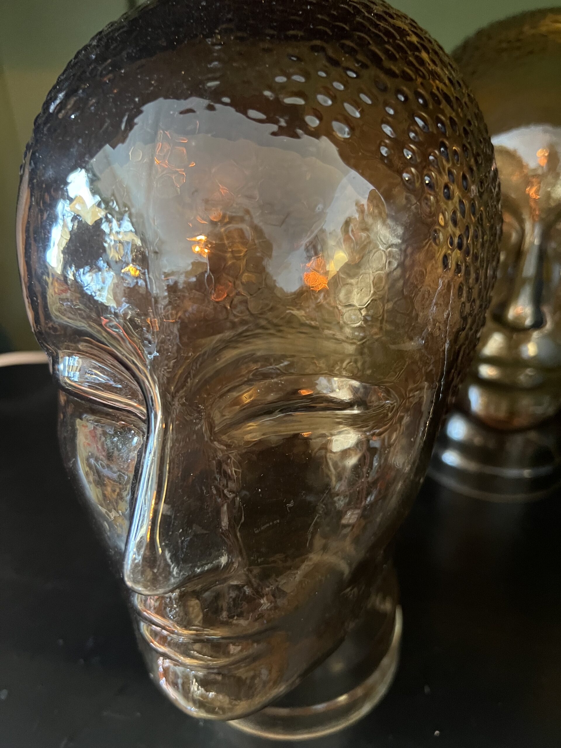Vintage 1970s Glass Amber Mannequin Heads - Mid-Century Modern - Image 3