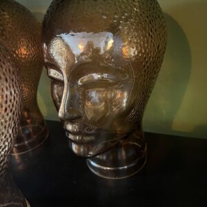 Vintage 1970s Glass Amber Mannequin Heads - Mid-Century Modern